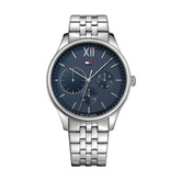 Tommy Hilfiger Damon Silver Stainless Steel Blue Dial Quartz Watch for Gents